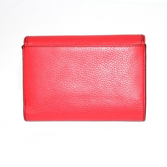Kate Spade Trifold Red Leather Wallet With Metal Closure - Picture 5 of 12
